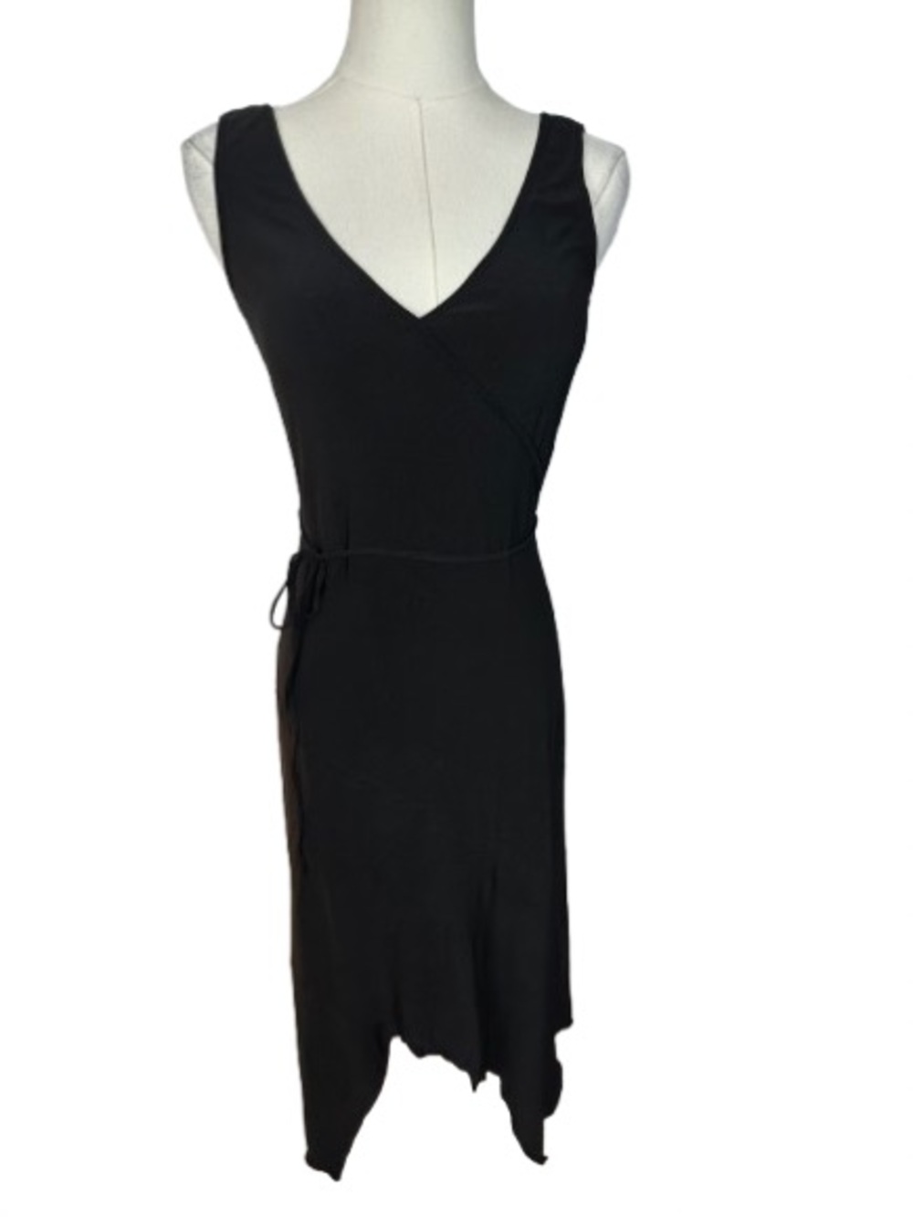 Laundry By Shelli Segal Black Asymmetrical Wrap Midi Dress